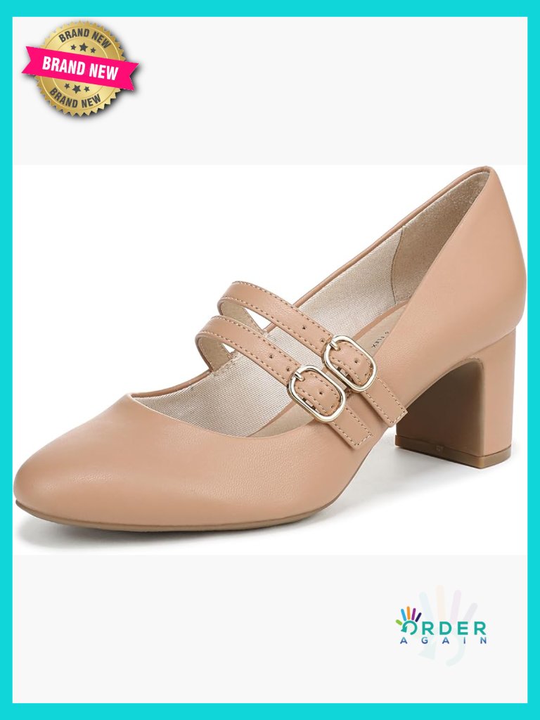 Mary Jane Pump With Block Heel Comfort Cushion All-Day Support Casual
